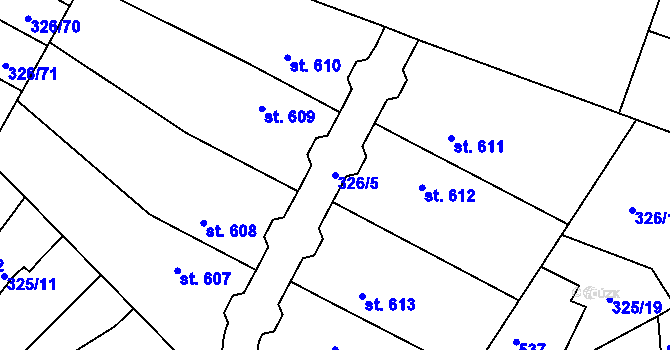 Parcela st. 326/5 v KÚ Hejčín, Katastrální mapa