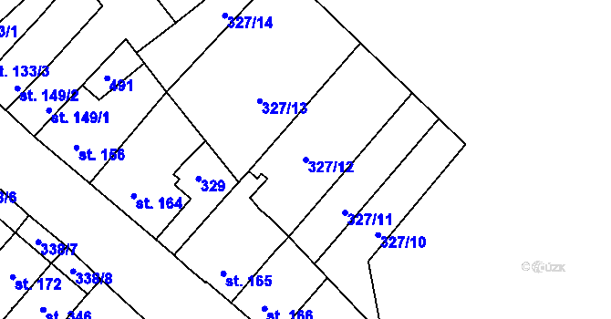 Parcela st. 327/12 v KÚ Hejčín, Katastrální mapa