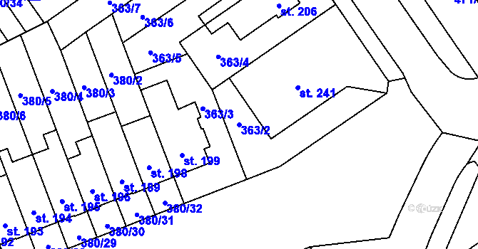 Parcela st. 363/2 v KÚ Hejčín, Katastrální mapa