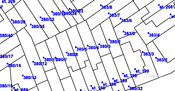 Parcela st. 380/4 v KÚ Hejčín, Katastrální mapa