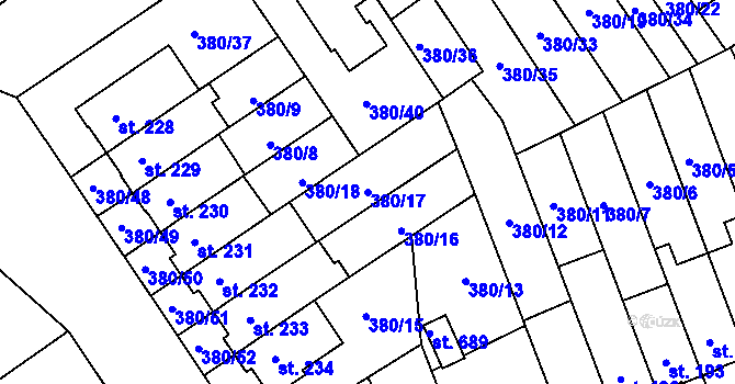 Parcela st. 380/17 v KÚ Hejčín, Katastrální mapa