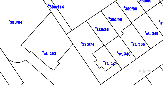 Parcela st. 380/74 v KÚ Hejčín, Katastrální mapa