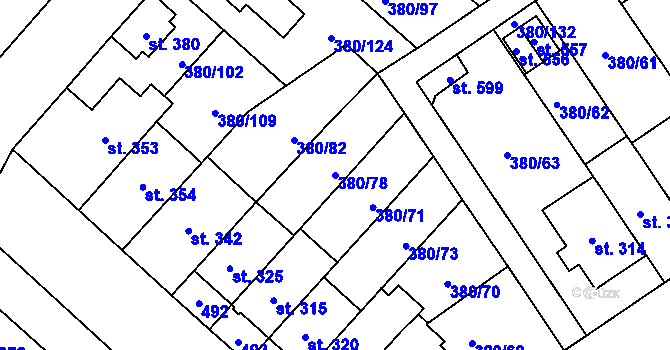 Parcela st. 380/78 v KÚ Hejčín, Katastrální mapa