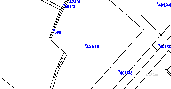 Parcela st. 401/19 v KÚ Hejčín, Katastrální mapa