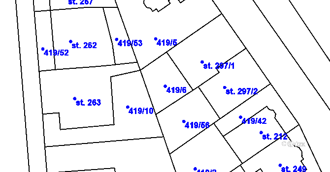 Parcela st. 419/6 v KÚ Hejčín, Katastrální mapa