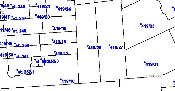 Parcela st. 419/29 v KÚ Hejčín, Katastrální mapa