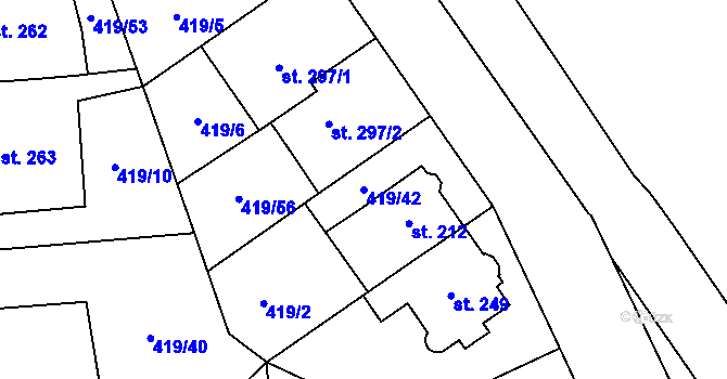 Parcela st. 419/42 v KÚ Hejčín, Katastrální mapa