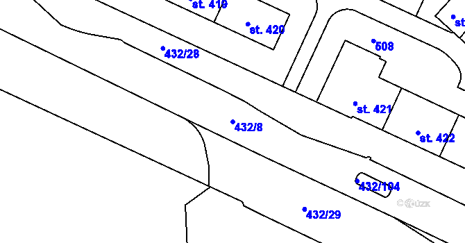 Parcela st. 432/8 v KÚ Hejčín, Katastrální mapa