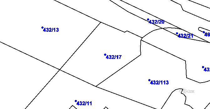 Parcela st. 432/17 v KÚ Hejčín, Katastrální mapa