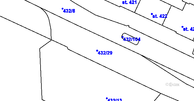 Parcela st. 432/29 v KÚ Hejčín, Katastrální mapa