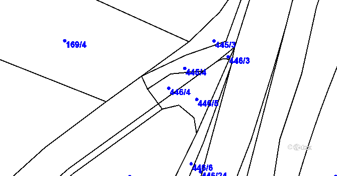 Parcela st. 446/4 v KÚ Hejčín, Katastrální mapa