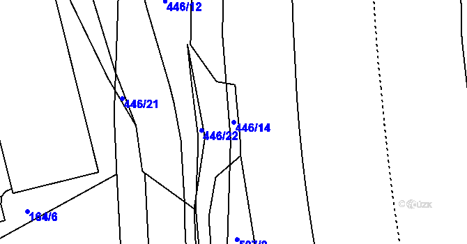 Parcela st. 446/14 v KÚ Hejčín, Katastrální mapa