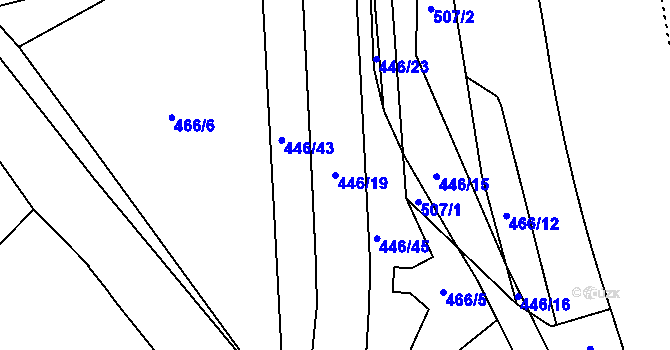 Parcela st. 446/19 v KÚ Hejčín, Katastrální mapa