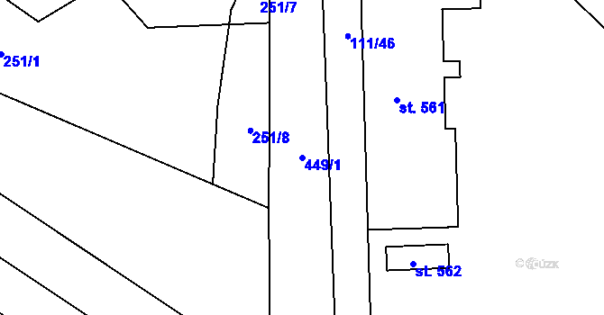 Parcela st. 449/1 v KÚ Hejčín, Katastrální mapa