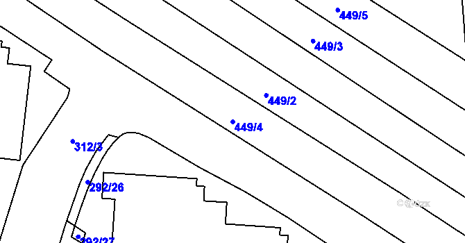 Parcela st. 449/4 v KÚ Hejčín, Katastrální mapa