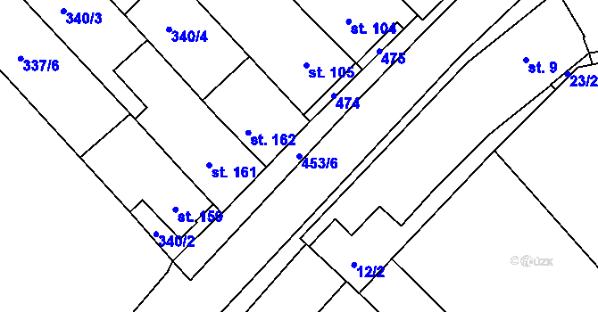 Parcela st. 453/6 v KÚ Hejčín, Katastrální mapa