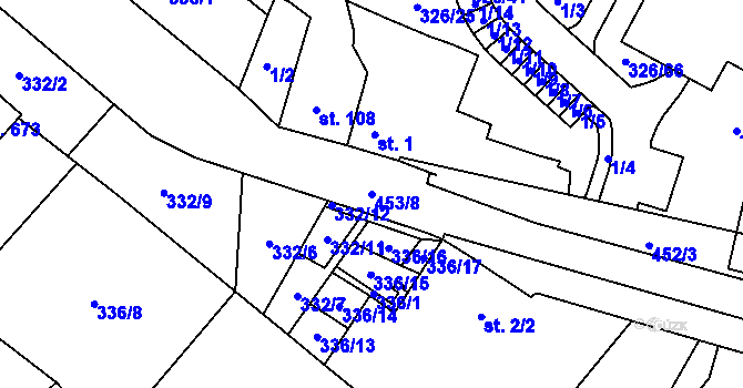 Parcela st. 453/8 v KÚ Hejčín, Katastrální mapa