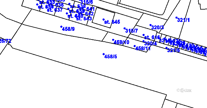 Parcela st. 458/5 v KÚ Hejčín, Katastrální mapa