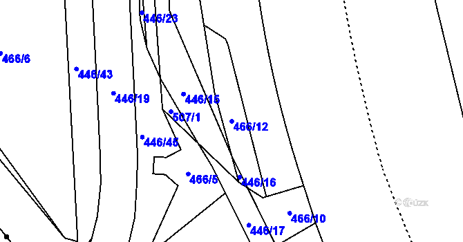 Parcela st. 466/12 v KÚ Hejčín, Katastrální mapa