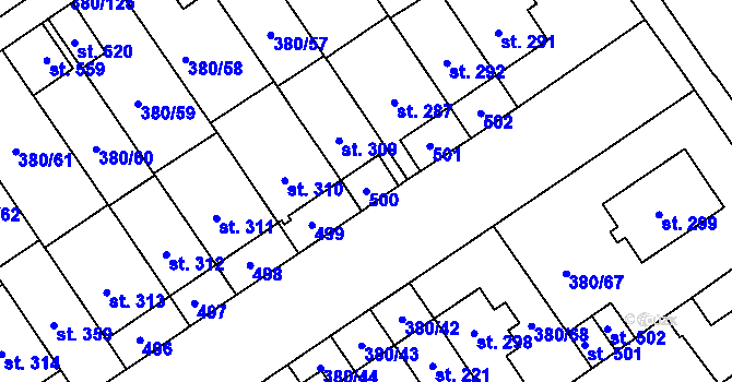 Parcela st. 500 v KÚ Hejčín, Katastrální mapa
