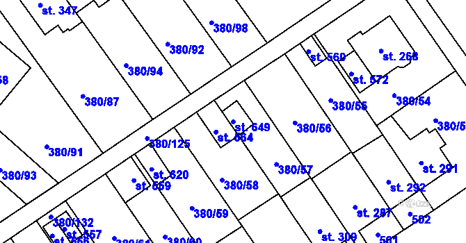 Parcela st. 649 v KÚ Hejčín, Katastrální mapa