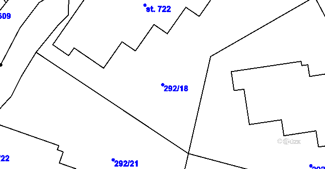 Parcela st. 292/18 v KÚ Hejčín, Katastrální mapa