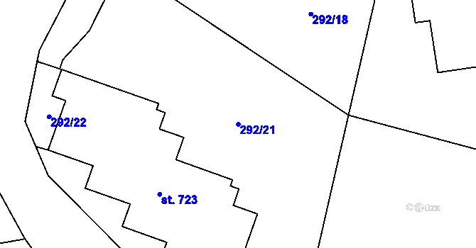 Parcela st. 292/21 v KÚ Hejčín, Katastrální mapa