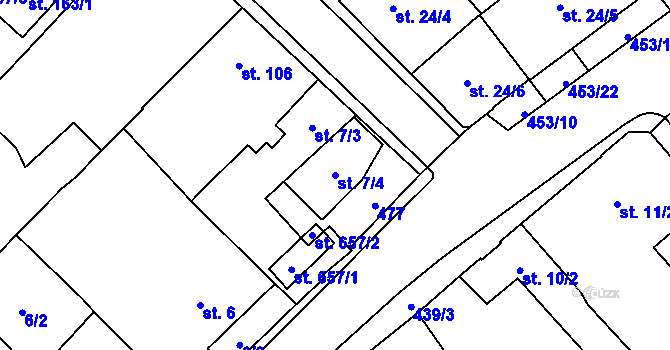 Parcela st. 7/4 v KÚ Hejčín, Katastrální mapa