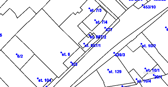 Parcela st. 657/1 v KÚ Hejčín, Katastrální mapa