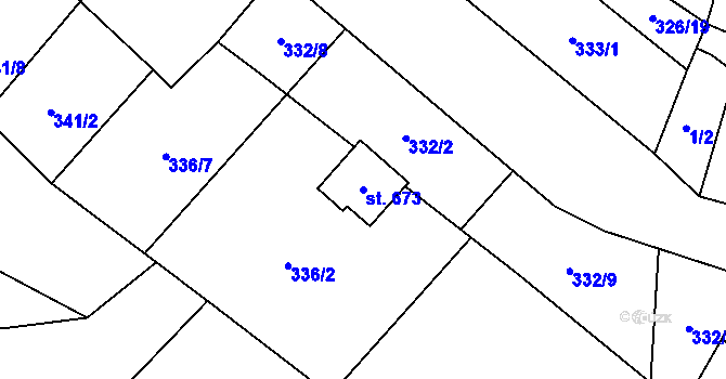 Parcela st. 673 v KÚ Hejčín, Katastrální mapa