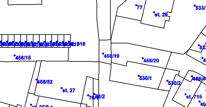 Parcela st. 458/19 v KÚ Hejčín, Katastrální mapa