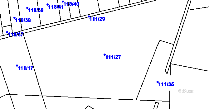 Parcela st. 111/27 v KÚ Hejčín, Katastrální mapa