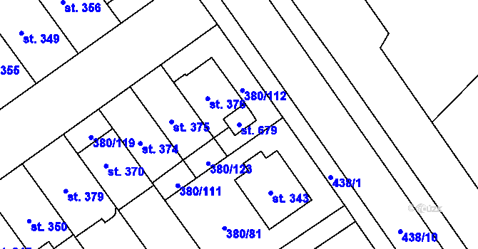 Parcela st. 679 v KÚ Hejčín, Katastrální mapa