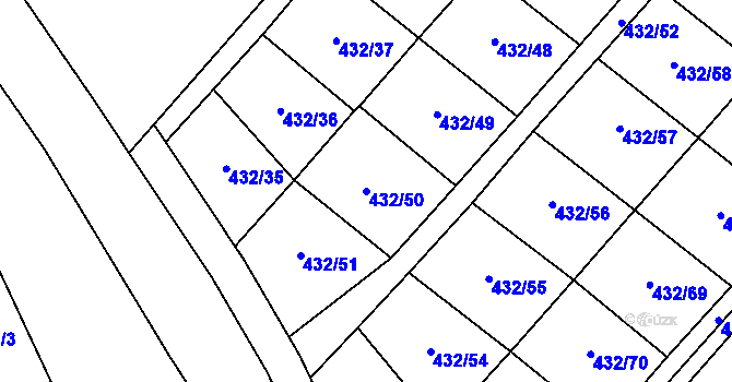 Parcela st. 432/50 v KÚ Hejčín, Katastrální mapa