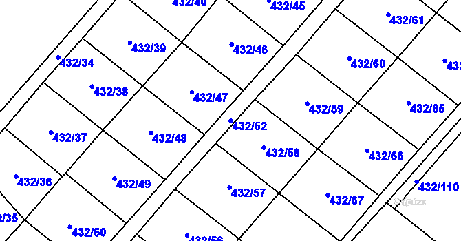 Parcela st. 432/52 v KÚ Hejčín, Katastrální mapa