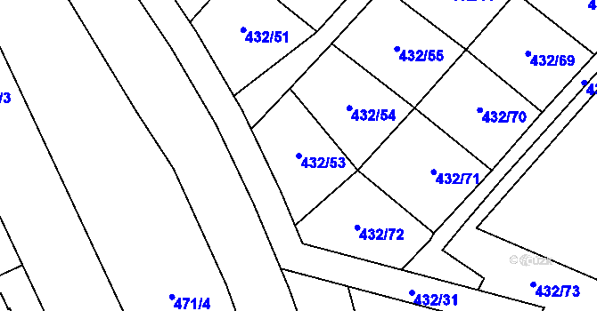 Parcela st. 432/53 v KÚ Hejčín, Katastrální mapa