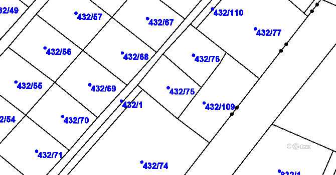 Parcela st. 432/75 v KÚ Hejčín, Katastrální mapa