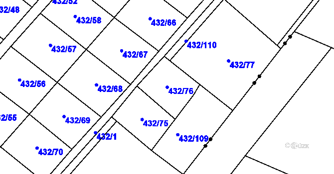 Parcela st. 432/76 v KÚ Hejčín, Katastrální mapa