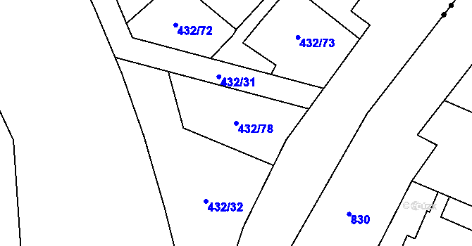 Parcela st. 432/78 v KÚ Hejčín, Katastrální mapa