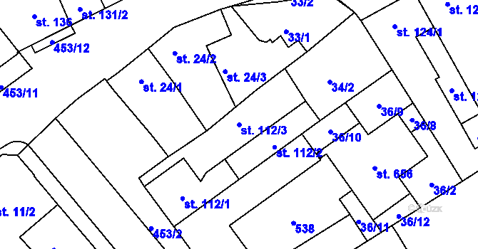 Parcela st. 112/3 v KÚ Hejčín, Katastrální mapa