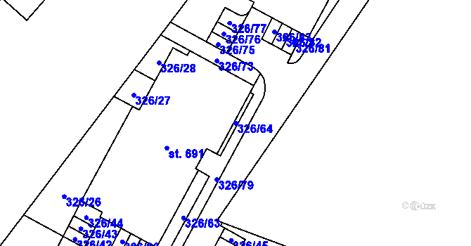 Parcela st. 326/64 v KÚ Hejčín, Katastrální mapa
