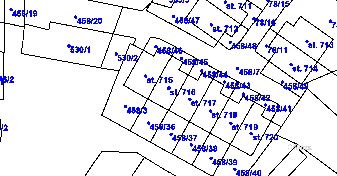 Parcela st. 716 v KÚ Hejčín, Katastrální mapa