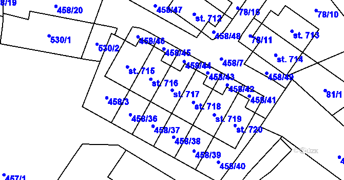 Parcela st. 717 v KÚ Hejčín, Katastrální mapa