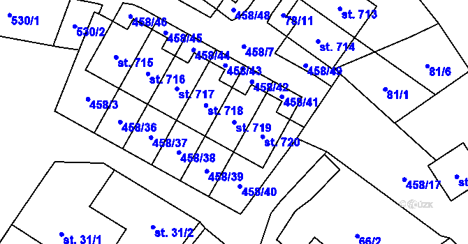 Parcela st. 719 v KÚ Hejčín, Katastrální mapa