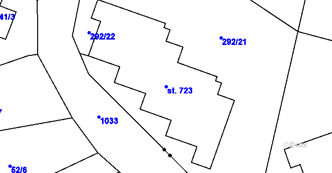 Parcela st. 723 v KÚ Hejčín, Katastrální mapa