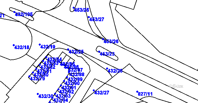 Parcela st. 453/23 v KÚ Hejčín, Katastrální mapa