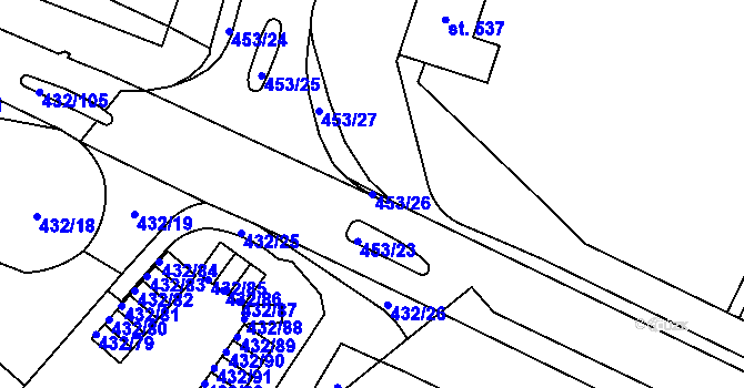 Parcela st. 453/26 v KÚ Hejčín, Katastrální mapa
