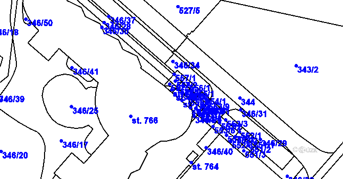 Parcela st. 767 v KÚ Hejčín, Katastrální mapa