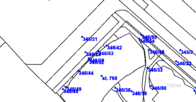 Parcela st. 346/53 v KÚ Hejčín, Katastrální mapa