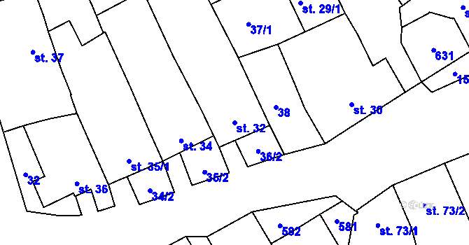 Parcela st. 32 v KÚ Neředín, Katastrální mapa
